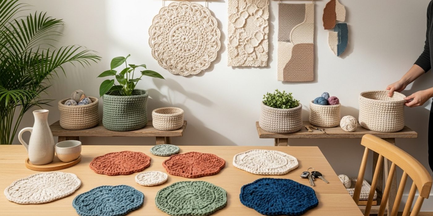 Crochet Home Decor Ideas_ Coasters, Baskets and Wall Art