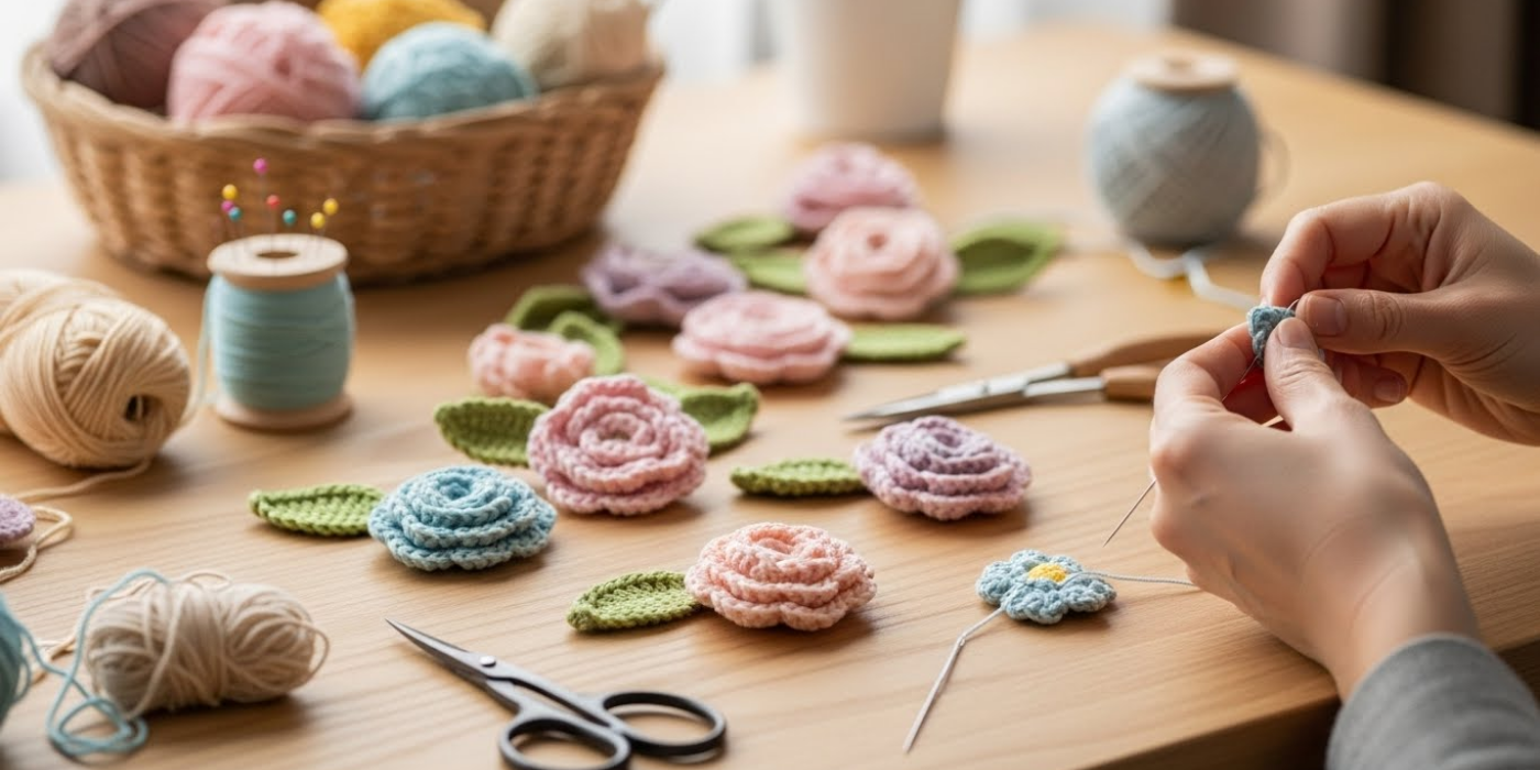 3D Crochet Flowers and Embellishments